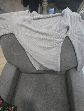 Source Unknown Light Gray Knit Wrap Sweater